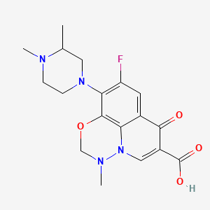 B12721836 7H-Pyrido(3,2,1-ij)(4,1,2)benzoxadiazine-6-carboxylic acid, 2,3-dihydro-10-(3,4-dimethyl-1-piperazinyl)-9-fluoro-3-methyl-7-oxo- CAS No. 115550-48-6