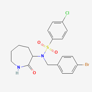 N-[(4-bromophenyl)methyl]-4-chloro-N-(2-oxoazepan-3-yl)benzenesulfonamide