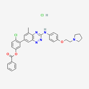 [4-chloro-3-[5-methyl-3-[4-(2-pyrrolidin-1-ylethoxy)anilino]-1,2,4-benzotriazin-7-yl]phenyl] benzoate;hydrochloride