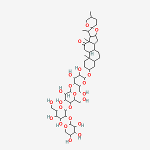 16-[5-[5-[4,5-Dihydroxy-6-(hydroxymethyl)-3-(3,4,5-trihydroxyoxan-2-yl)oxyoxan-2-yl]oxy-3,4-dihydroxy-6-(hydroxymethyl)oxan-2-yl]oxy-3,4-dihydroxy-6-(hydroxymethyl)oxan-2-yl]oxy-5',7,9,13-tetramethylspiro[5-oxapentacyclo[10.8.0.02,9.04,8.013,18]icosane-6,2'-oxane]-10-one