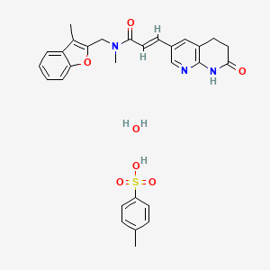 4-methylbenzenesulfonic acid;(E)-N-methyl-N-[(3-methyl-1-benzofuran-2-yl)methyl]-3-(7-oxo-6,8-dihydro-5H-1,8-naphthyridin-3-yl)prop-2-enamide;hydrate