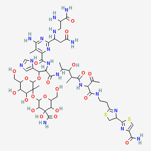 2-[2-[2-[[2-[[4-[[2-[[6-amino-2-[3-amino-1-[(2,3-diamino-3-oxopropyl)amino]-3-oxopropyl]-5-methylpyrimidine-4-carbonyl]amino]-3-[3-[4-carbamoyl-3,4,5-trihydroxy-6-(hydroxymethyl)oxan-2-yl]oxy-4,5-dihydroxy-6-(hydroxymethyl)-3-methyloxan-2-yl]oxy-3-(1H-imidazol-5-yl)propanoyl]amino]-3-hydroxy-2-methylpentanoyl]amino]-3-oxobutanoyl]amino]ethyl]-4,5-dihydro-1,3-thiazol-4-yl]-1,3-thiazole-4-carboxamide