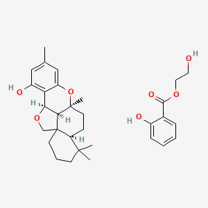 2-hydroxyethyl 2-hydroxybenzoate-(4as,6as,11br,13bs)-4,4,6a,9-tetramethyl-1,2,3,4,4a,5,6,6a,11b,13b-decahydrobenzo[a]furo[2,3,4-mn]xanthen-11-ol(1:1)