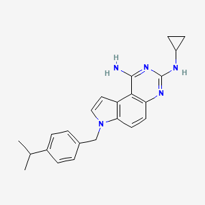 7H-Pyrrolo[3,2-f]quinazoline-1,3-diamine, N3-cyclopropyl-7-[[4-(1-methylethyl)phenyl]methyl]-