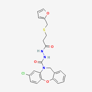 3-chloro-N'-[3-(furan-2-ylmethylsulfanyl)propanoyl]-6H-benzo[b][1,4]benzoxazepine-5-carbohydrazide