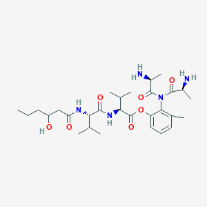 [2-[bis[(2S)-2-aminopropanoyl]amino]-3-methylphenyl] (2S)-2-[[(2S)-2-(3-hydroxyhexanoylamino)-3-methylbutanoyl]amino]-3-methylbutanoate