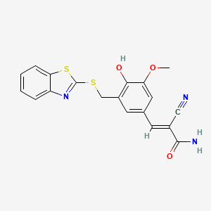 (E)-3-[3-(1,3-benzothiazol-2-ylsulfanylmethyl)-4-hydroxy-5-methoxyphenyl]-2-cyanoprop-2-enamide