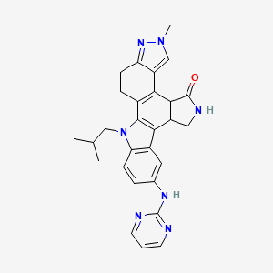 19-methyl-3-(2-methylpropyl)-7-(pyrimidin-2-ylamino)-3,13,19,20-tetrazahexacyclo[14.7.0.02,10.04,9.011,15.017,21]tricosa-1(16),2(10),4(9),5,7,11(15),17,20-octaen-14-one