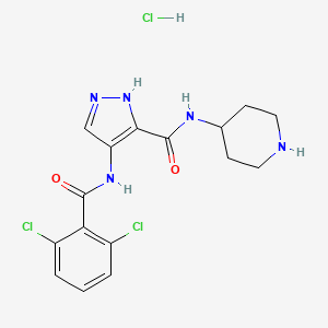 4-(2,6-dichlorobenzamido)-N-(piperidin-4-yl)-1H-pyrazole-3-carboxamide hydrochloride