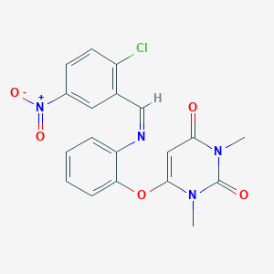 6-[2-({2-chloro-5-nitrobenzylidene}amino)phenoxy]-1,3-dimethyl-2,4(1H,3H)-pyrimidinedione