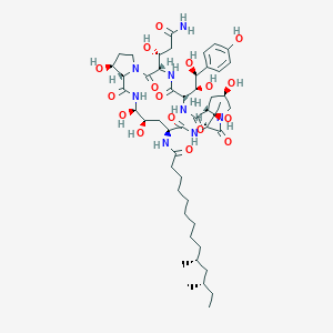 N-[(3S,6S,9S,11R,15S,18S,20R,21R,24S,25S)-3-[(1R)-3-amino-1-hydroxy-3-oxopropyl]-6-[(1S,2S)-1,2-dihydroxy-2-(4-hydroxyphenyl)ethyl]-11,20,21,25-tetrahydroxy-15-[(1R)-1-hydroxyethyl]-2,5,8,14,17,23-hexaoxo-1,4,7,13,16,22-hexazatricyclo[22.3.0.09,13]heptacosan-18-yl]-10,12-dimethyltetradecanamide