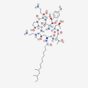 N-[(3S,9S,11R,18S,20R,21R,24S,25S)-21-(2-Aminoethylamino)-3-[(1R)-3-amino-1-hydroxypropyl]-6-[(1S,2S)-1,2-dihydroxy-2-(4-hydroxyphenyl)ethyl]-11,20,25-trihydroxy-15-[(1R)-1-hydroxyethyl]-2,5,8,14,17,23-hexaoxo-1,4,7,13,16,22-hexazatricyclo[22.3.0.09,13]heptacosan-18-yl]-10,12-dimethyltetradecanamide