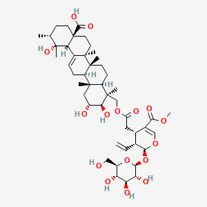 (1R,2R,4aS,6aR,6aS,6bR,8aR,9S,10R,11R,12aR,14bS)-9-[[2-[(2S,3R,4S)-3-ethenyl-5-methoxycarbonyl-2-[(2S,3R,4S,5S,6R)-3,4,5-trihydroxy-6-(hydroxymethyl)oxan-2-yl]oxy-3,4-dihydro-2H-pyran-4-yl]acetyl]oxymethyl]-1,10,11-trihydroxy-1,2,6a,6b,9,12a-hexamethyl-2,3,4,5,6,6a,7,8,8a,10,11,12,13,14b-tetradecahydropicene-4a-carboxylic acid