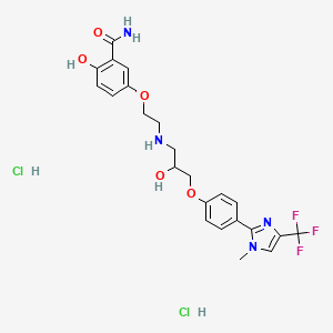 2-hydroxy-5-[2-[[2-hydroxy-3-[4-[1-methyl-4-(trifluoromethyl)imidazol-2-yl]phenoxy]propyl]amino]ethoxy]benzamide;dihydrochloride