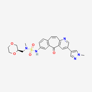 14-[[[(2R)-1,4-dioxan-2-yl]methyl-methylsulfamoyl]amino]-5-(1-methylpyrazol-4-yl)-2-oxo-7-azatricyclo[9.4.0.03,8]pentadeca-1(11),3(8),4,6,9,12,14-heptaene